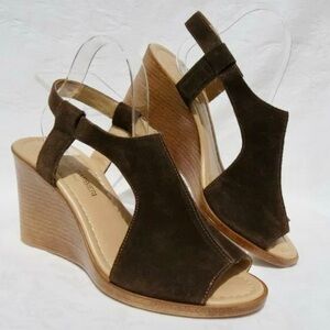 BARBARA BARBIERI Made in Italy leather suede wedge sandals boho luxury womens 9